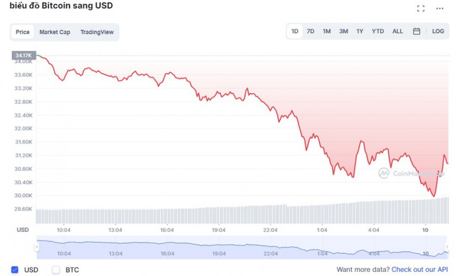 Bitcoin thủng mốc 30.000 USD