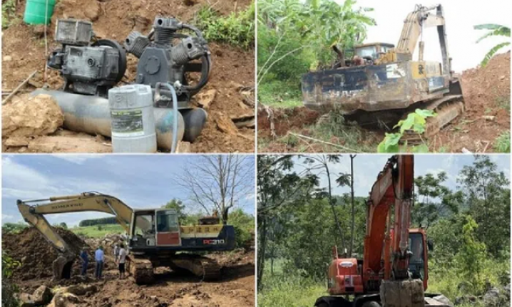 Bắt 4 nhóm khai thác trái phép hơn 1 nghìn tấn đá ở Nghệ An