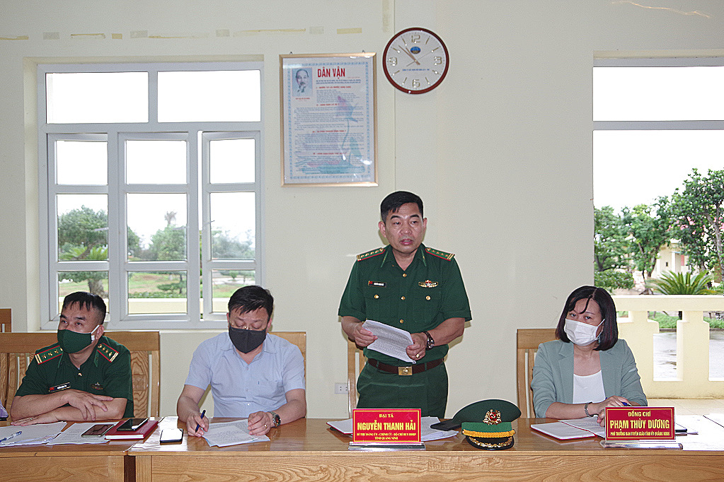 Đại tá Nguyễn Thanh Hải, Chính ủy BĐBP phát biểu tại buổi sinh hoạt.