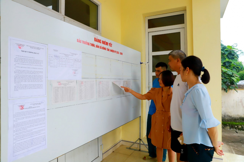 Danh sách cử tri và người ứng cử bầu trưởng thôn, khu nhiệm kỳ 2022-2025 tại Bình Liêu được niêm yết công khai tại các nhà văn hóa thôn.