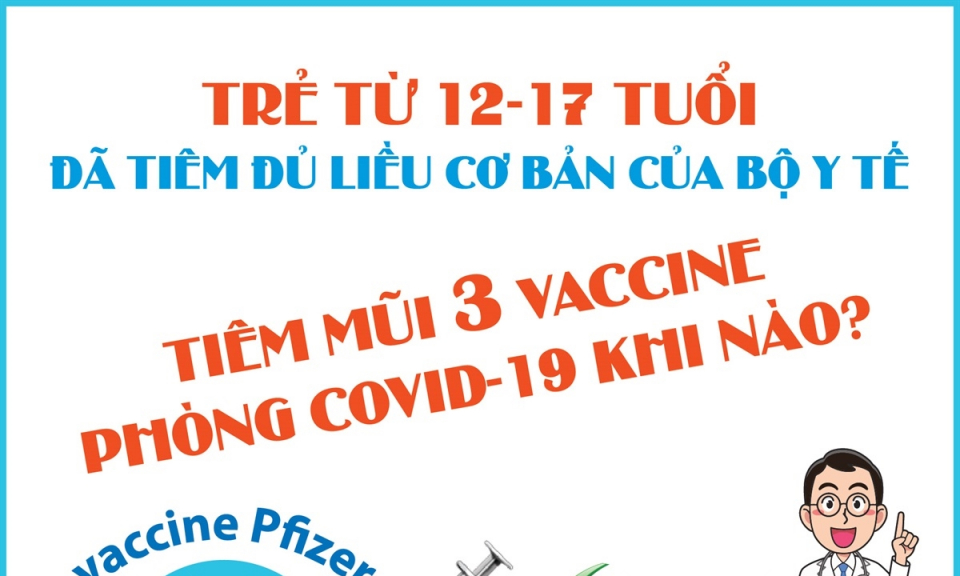 Khi nào trẻ từ 12-17 tuổi tiêm vaccine phòng COVID-19 mũi 3?