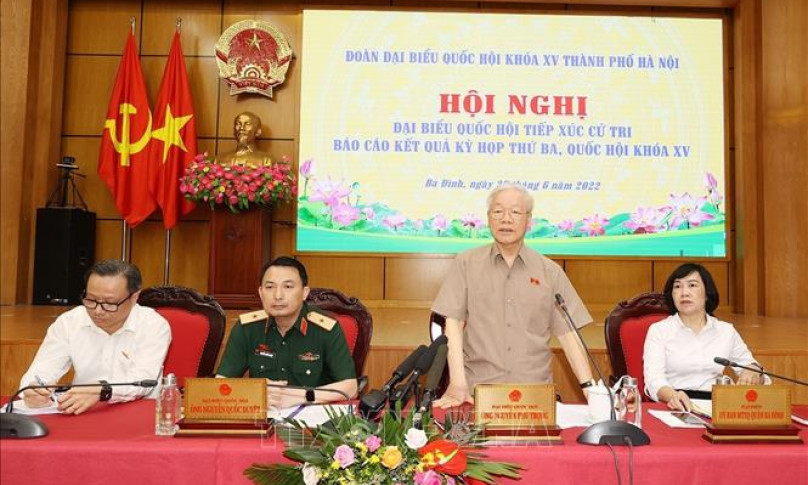 Tổng Bí thư Nguyễn Phú Trọng tiếp xúc cử tri sau Kỳ họp thứ ba, Quốc hội khoá XV