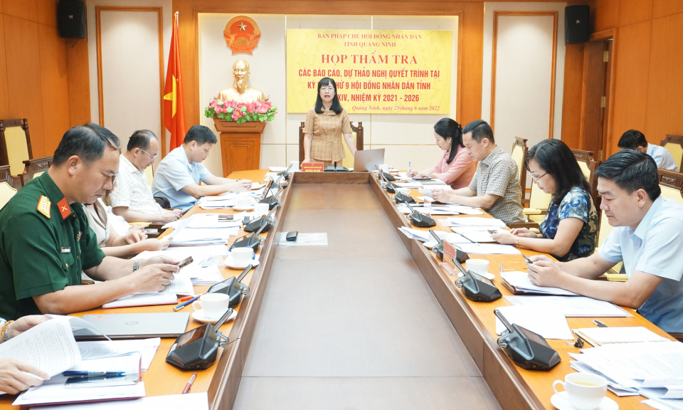 Họp thẩm tra các báo cáo, dự thảo nghị quyết trình tại Kỳ họp thứ 9, HĐND tỉnh khóa XIV