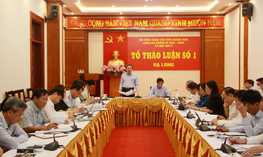 Đồng chí Nguyễn Xuân Ký, Ủy viên Trung ương Đảng, Bí thư Tỉnh ủy, Chủ tịch HĐND tỉnh, phát biểu tại Tổ thảo luận số 1.