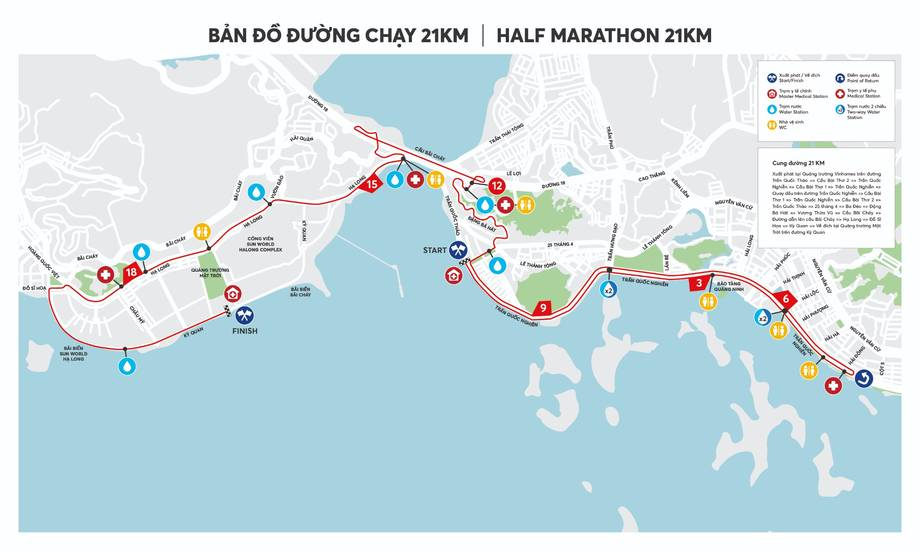 Cung đường chạy cự ly 21km của VnExpress Marathon Amazing Hạ Long 2022.