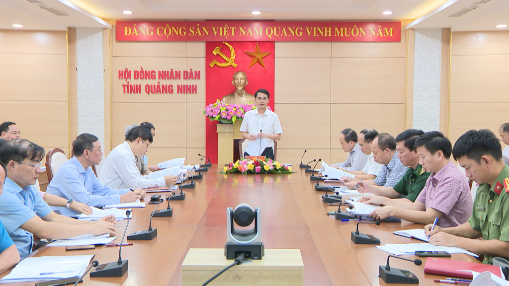 Đồng chí Phạm Văn Thành, Phó Chủ tịch UBND tỉnh chỉ đạo tại cuộc họp trực tuyến.