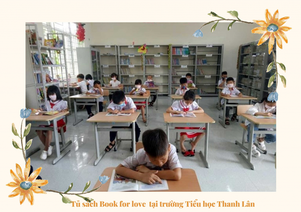 “Book for Love” - Tủ sách tình yêu đầu tiên  với 280 đầu sách trong Dự án Tủ sách miễn phí cho học sinh miền núi, hải đảo được đặt tại Trường Tiểu học Thanh Lân. Ảnh: Thu Báu (CTV).