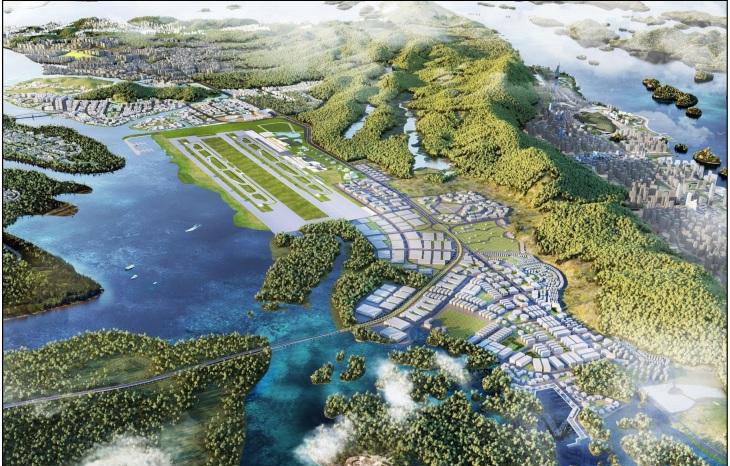 Phối cảnh quy hoạch phân khu xây dựng tỷ lệ 1/2.000 khu vực dịch vụ hỗ trợ sân bay KKT Vân Đồn.