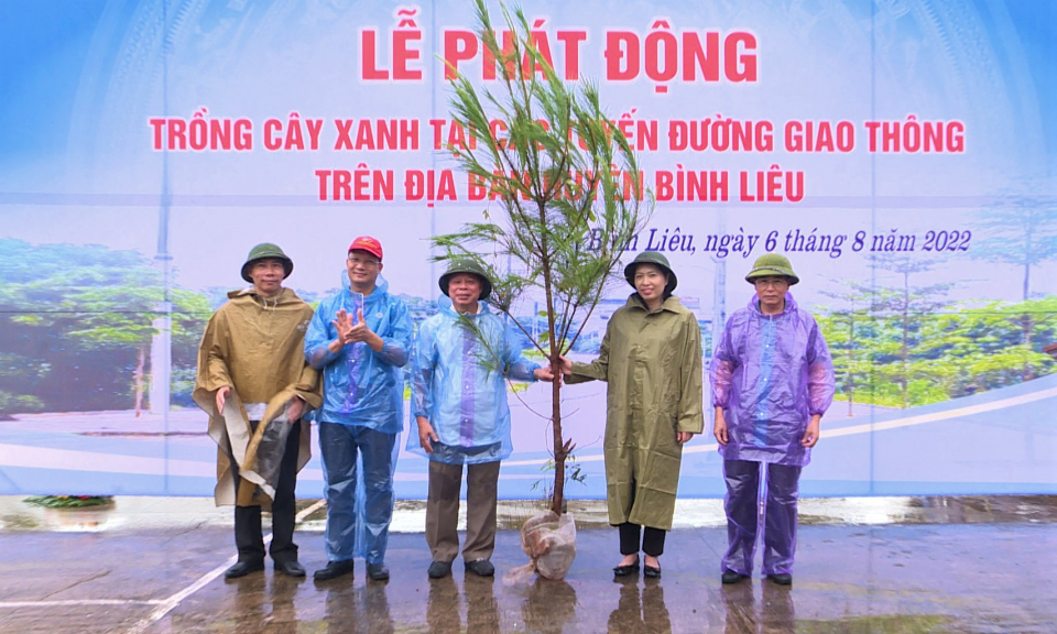 Ngành GTVT phát động trồng cây xanh tại các tuyến đường giao thông tại huyện Bình Liêu