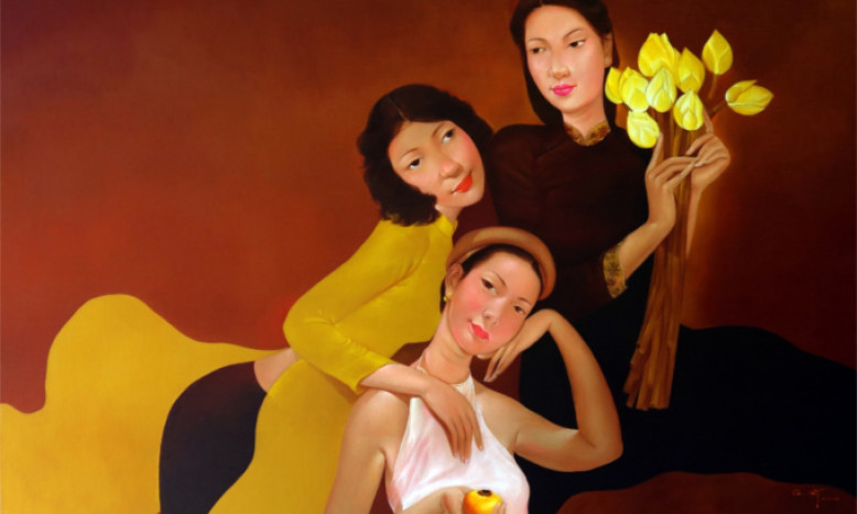 Thiếu nữ ba miền qua tranh sơn dầu