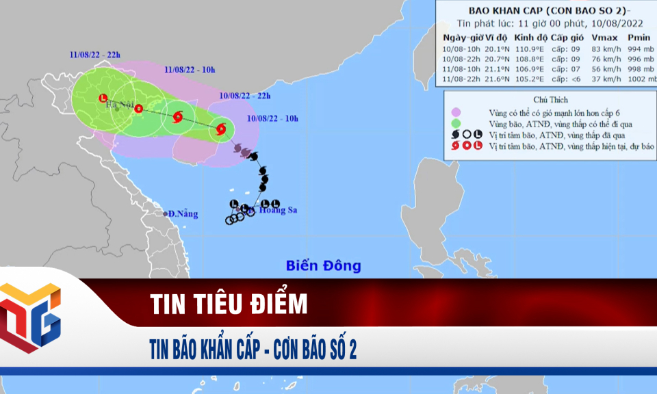 Thông tin về bão số 2 và công điện khẩn về việc chủ động ứng phó