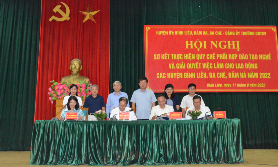 Sơ kết công tác phối hợp đào tạo nghề giữa ngành Than và các huyện Bình Liêu, Ba Chẽ, Đầm Hà