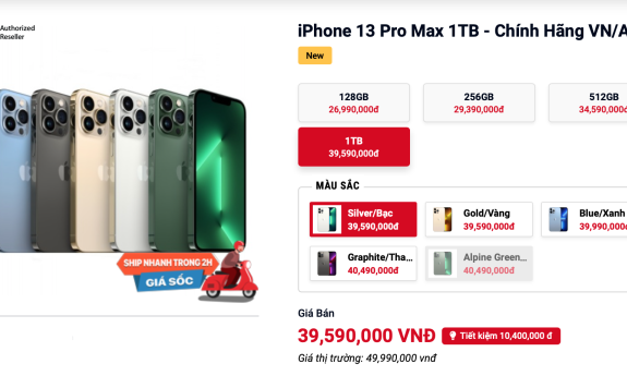 iPhone 13 bản cao cấp nhất giảm giá hơn chục triệu đồng