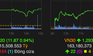 VN-Index lên cao nhất hai tháng