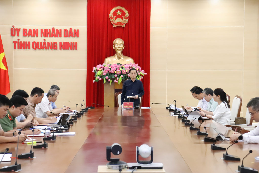 Đồng chí Bùi Văn Khắng, Phó Chủ tịch UBND tỉnh phát biểu chỉ đạo tại cuộc họp.