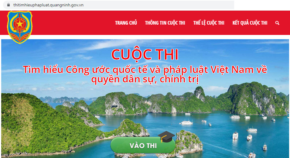Trang web cuộc thi “Tìm hiểu Công ước quốc tế và pháp luật Việt Nam về các quyền dân sự, chính trị” 