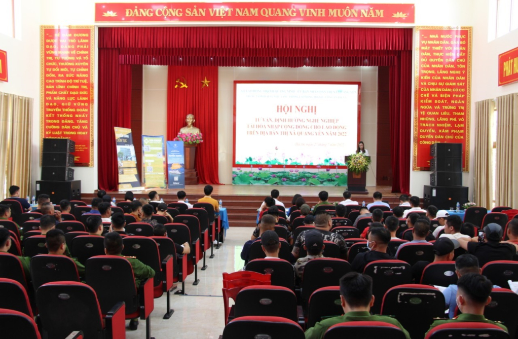 Quảng Yên tổ chức hội nghị tư vấn, định hướng nghề nghiệp cho người chấp hành xong án phạt tù về địa phương, tháng 7/2022.
