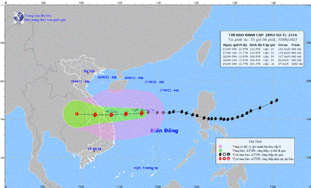 Bao so 4 giat cap 16, canh bao mot so tinh mien Trung co mua rat to hinh anh 1