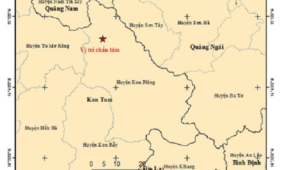 Chưa đầy 2 tiếng đồng hồ, Kon Tum xảy ra 4 trận động đất