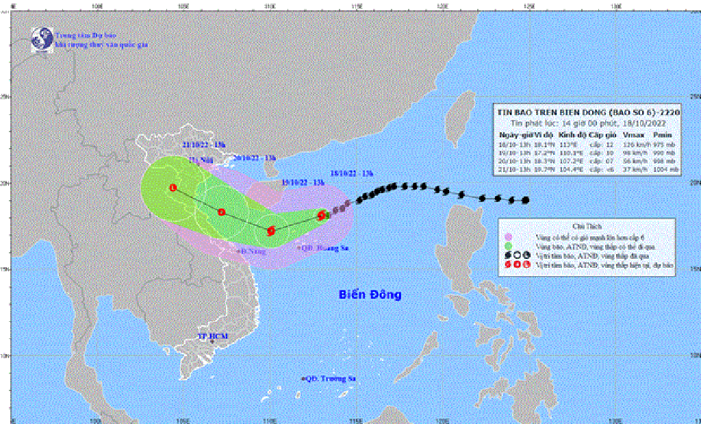 Bao so 6 cach Hoang Sa 210km, gio van manh cap 12, giat cap 14 hinh anh 1