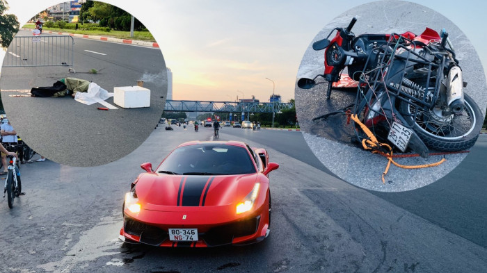 Siêu xe Ferrari 488 va chạm với xe máy tại Hà Nội, 1 người tử vong tại chỗ 1