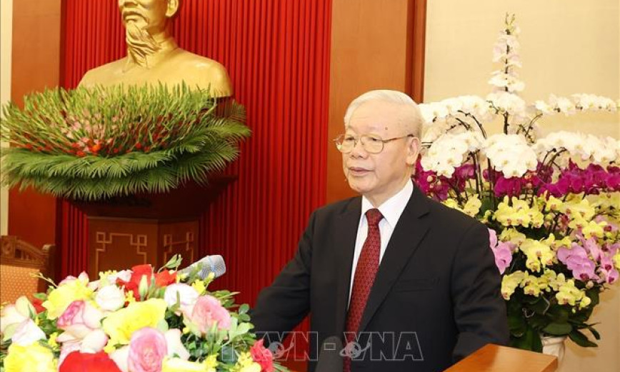 Tổng Bí thư Nguyễn Phú Trọng gặp mặt các đại biểu thanh niên Quân đội