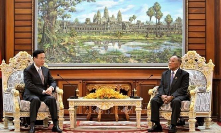 Thường trực Ban Bí thư Võ Văn Thưởng hội kiến Lãnh đạo Đảng, Chính phủ, Quốc hội Campuchia