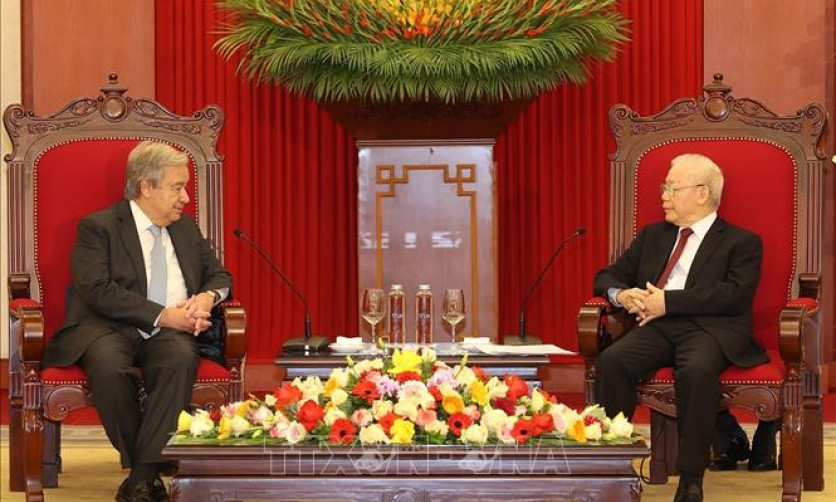 Tổng Bí thư Nguyễn Phú Trọng tiếp Tổng Thư ký Liên Hợp Quốc