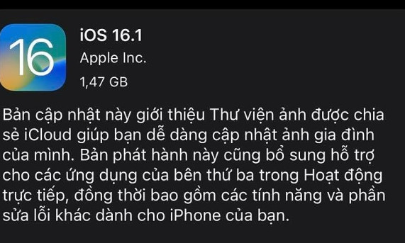 Apple ra iOS 16.1 sửa lỗi trên iPhone