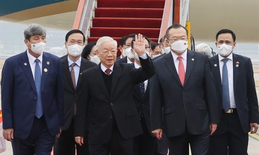 Party leader arrives in Beijing, starting China visit