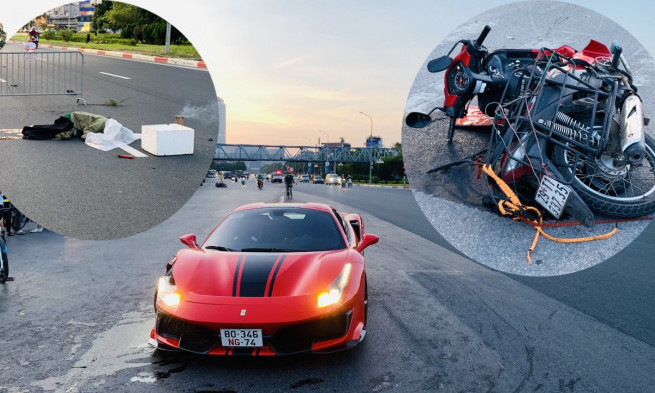 Siêu xe Ferrari 488 va chạm với xe máy tại Hà Nội, 1 người tử vong tại chỗ