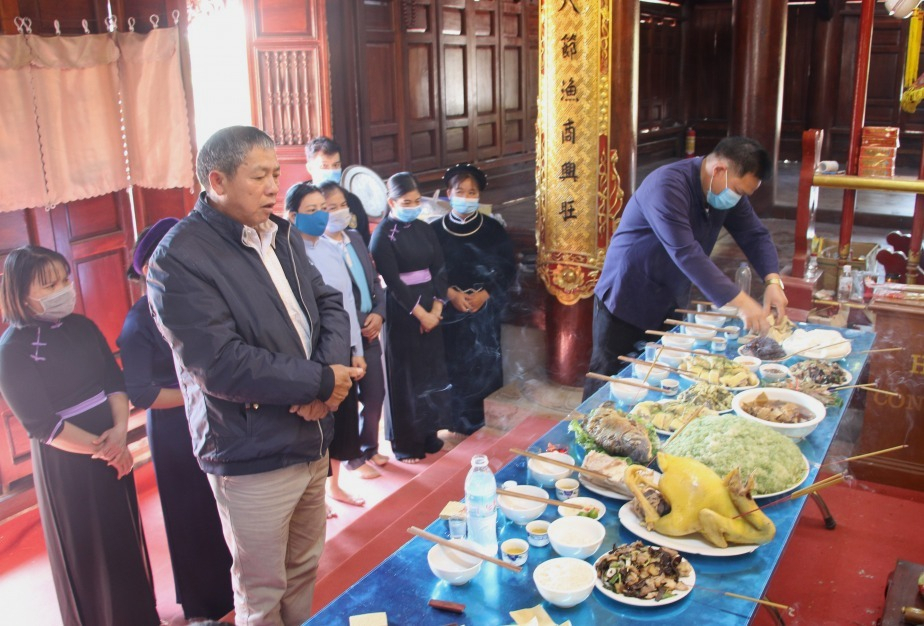 Lễ mừng cơm mới được tổ chức tại đình Lục Nà (xã Lục Hồn) trong khuôn khổ Hội Mùa vàng Bình Liêu năm 2021.
