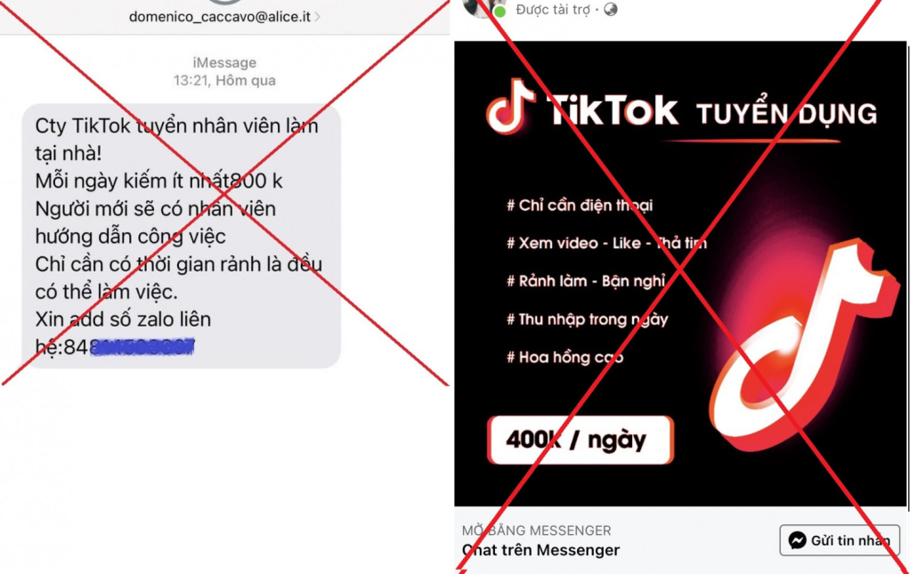 Cảnh giác trước chiêu trò tuyển dụng làm việc trên ứng dụng TikTok.