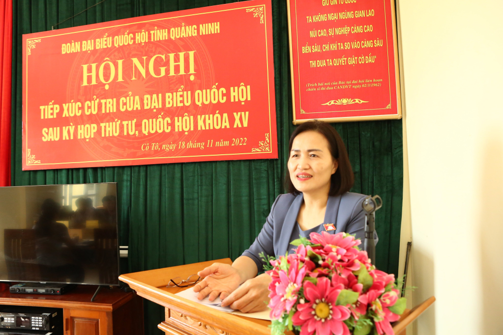 Đại biểu Quốc Hội Nguyễn Thị Kim Nhung phát biểu tại hội nghị.