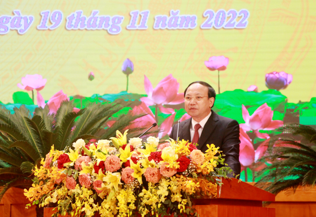 Đồng chí Nguyễn Xuân Ký, Bí thư Tỉnh ủy, Chủ tịch HĐND tỉnh, phát biểu tại lễ kỷ niệm.
