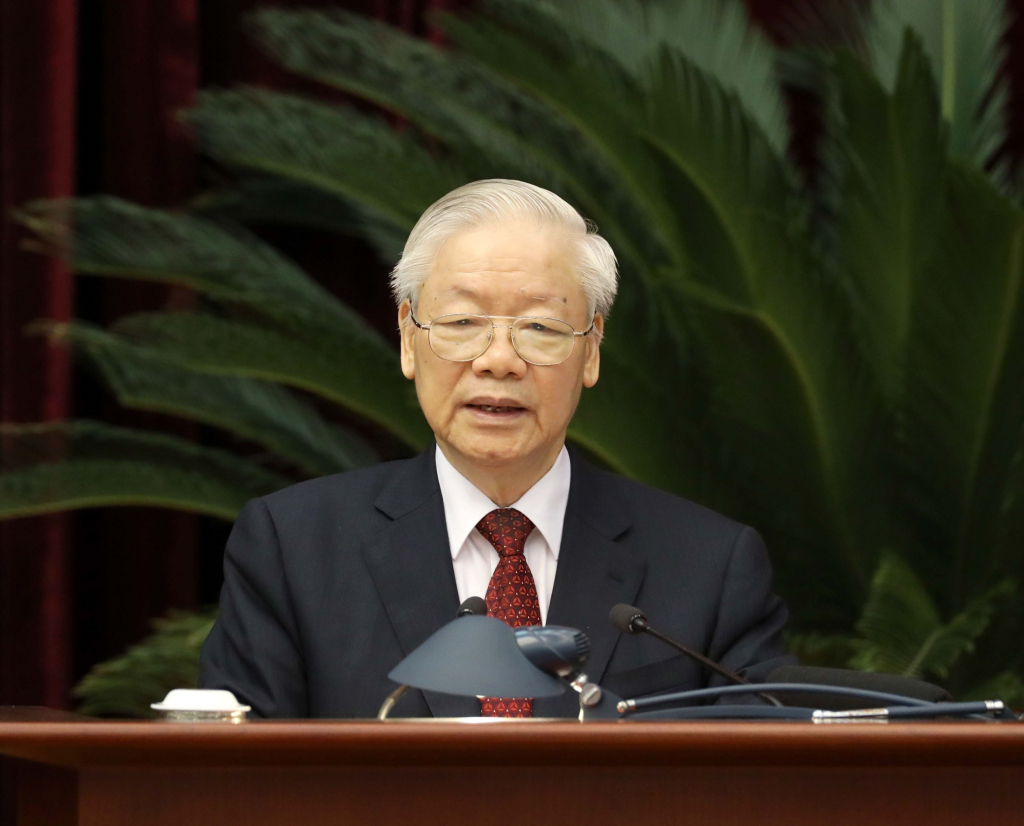Tổng Bí thư Nguyễn Phú Trọng phát biểu chỉ đạo tại hội nghị.