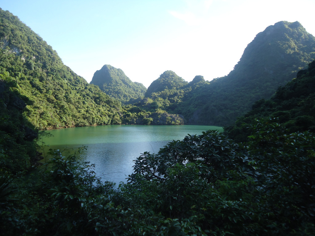 Bai Tu Long National Park is surrounded by gigantic rocky limestone mountains.