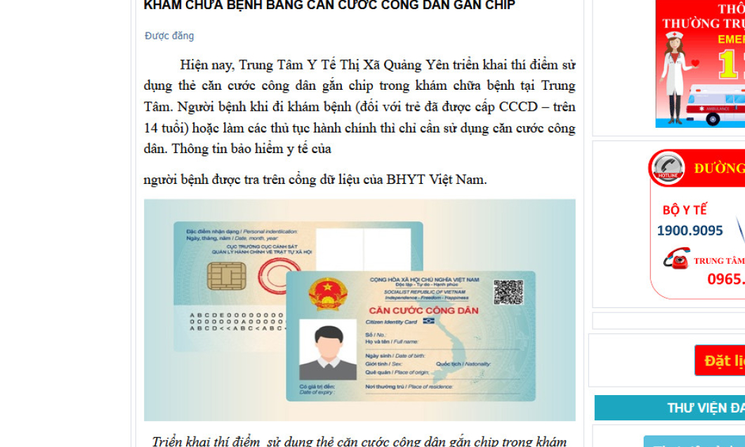 Khám, chữa bệnh bằng căn cước công dân gắn chip