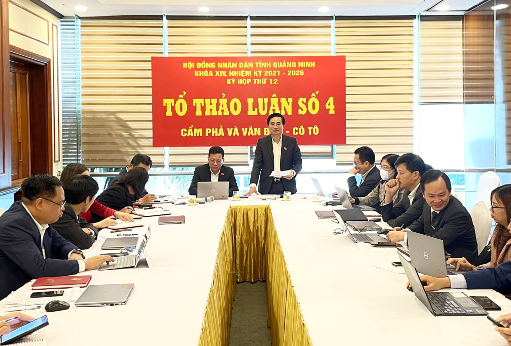 Đại biểu Nguyễn Anh Tú, Bí thư Thành ủy, Chủ tịch HĐND TP Cẩm Phả, Tổ đại biểu TP Cẩm Phả, phát biểu thảo luận tại Tổ.