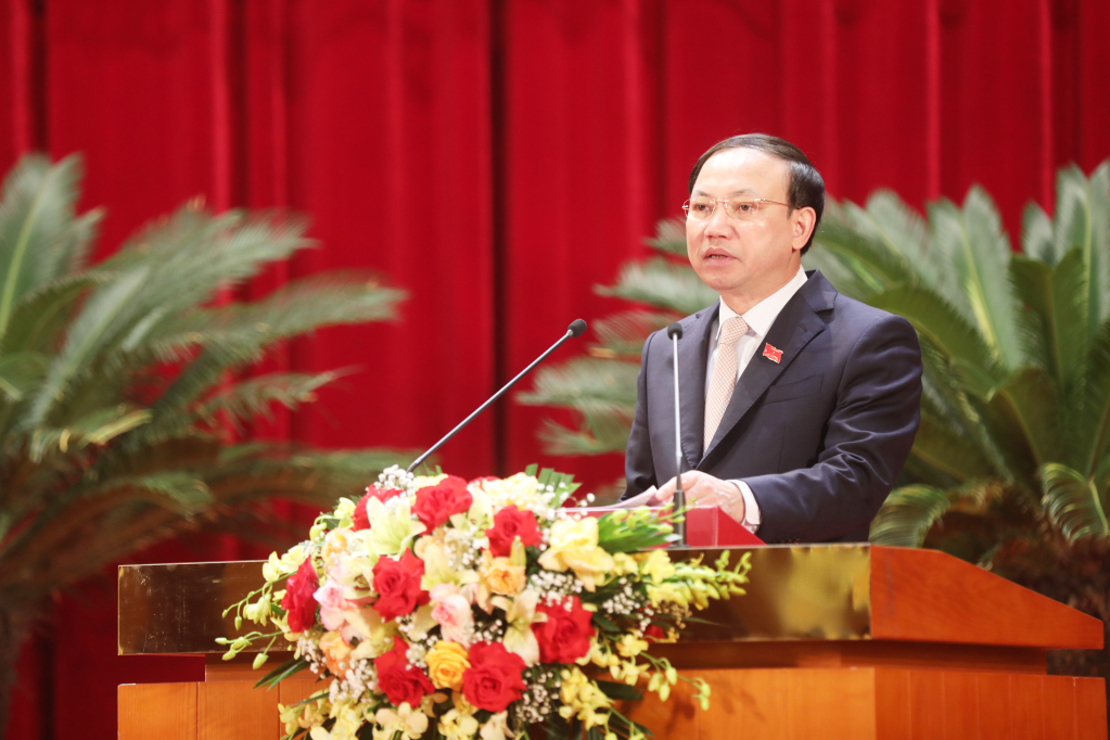 Đồng chí Nguyễn Xuân Ký, Ủy viên Trung ương Đảng, Bí thư Tỉnh ủy, Chủ tịch HĐND tỉnh, phát biểu bế mạc Kỳ họp.