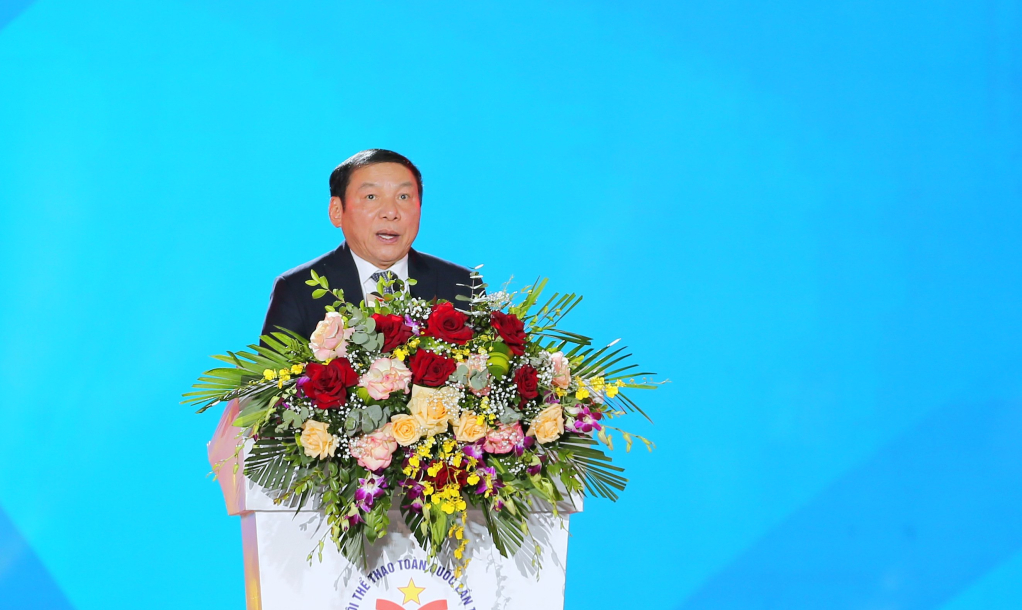 Đồng chí Nguyễn Văn Hùng, Bộ trưởng Bộ Văn hóa, Thể thao và Du lịch phát biểu bế mạc Đại hội. 