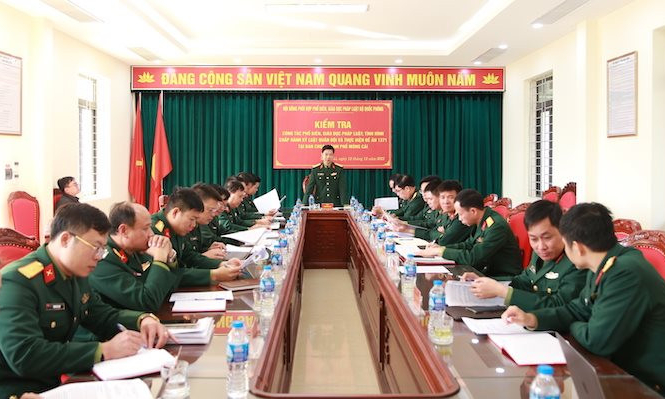 Kiểm tra công tác phổ biến giáo dục pháp luật, tình hình chấp hành kỷ luật quân đội và thực hiện đề án 1371 tại Ban CHQS TP Móng Cái