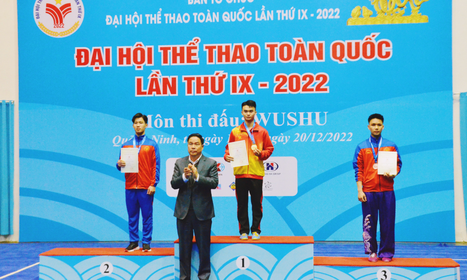  VĐV Vũ Văn Tuấn giành thêm một huy chương vàng cho Wushu Quảng Ninh