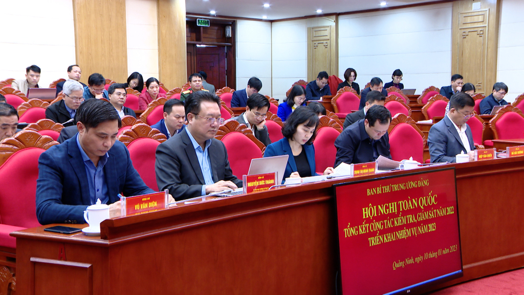 Các đại biểu tham dự Hội nghị tại điểm cầu tỉnh Quảng Ninh