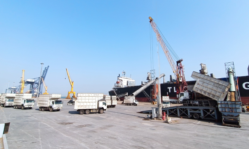 Cảng Cái Lân bốc xếp 113.000 tấn hàng rời ngày mùng 4 Tết