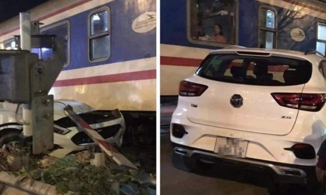 Lại thêm vụ tàu hỏa va chạm với ô tô ở Hà Nội