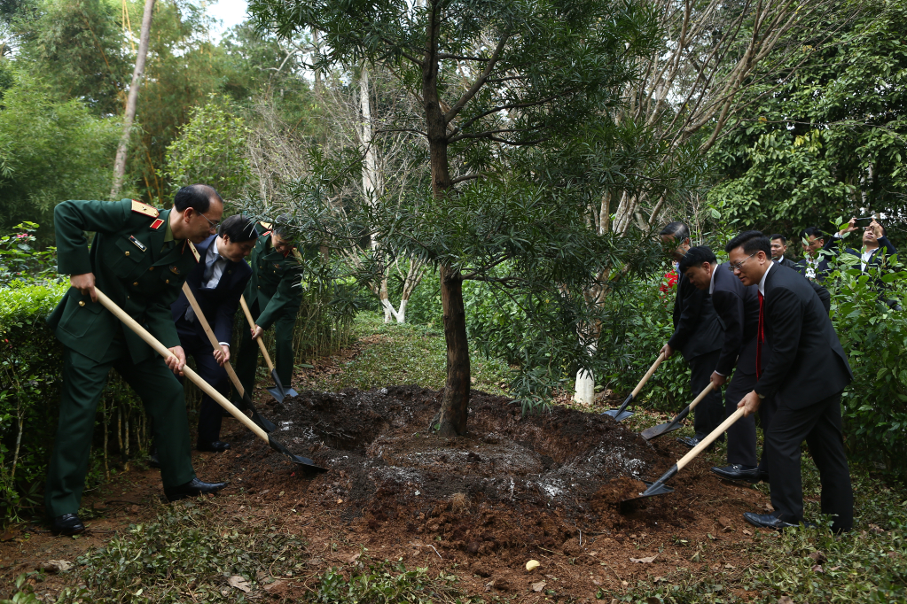 Đoàn công tác huyện đảo Cô Tô trồng cây tùng Cô Tô tại di tích đặc biệt k9 Đá Chông.
