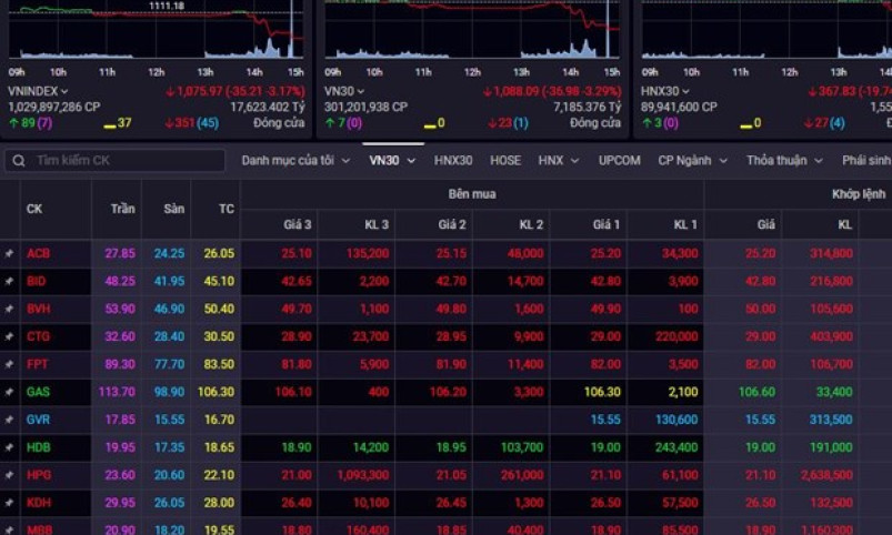 Chứng khoán ngày 1/2: Hơn 600 mã giảm điểm, VN-Index lùi về 1.075 điểm