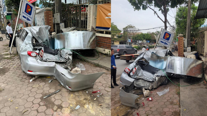 Cuộn thép hàng chục tấn rơi từ xe container nghiền nát ô tô con ở Hà Nội 1