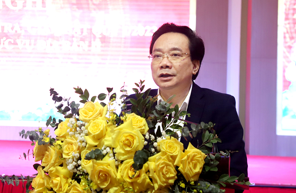 Đồng chí Nghiêm Phú Cường, Phó Chủ nhiệm Uỷ ban Kiểm tra Trung ương, kết luận hội nghị.